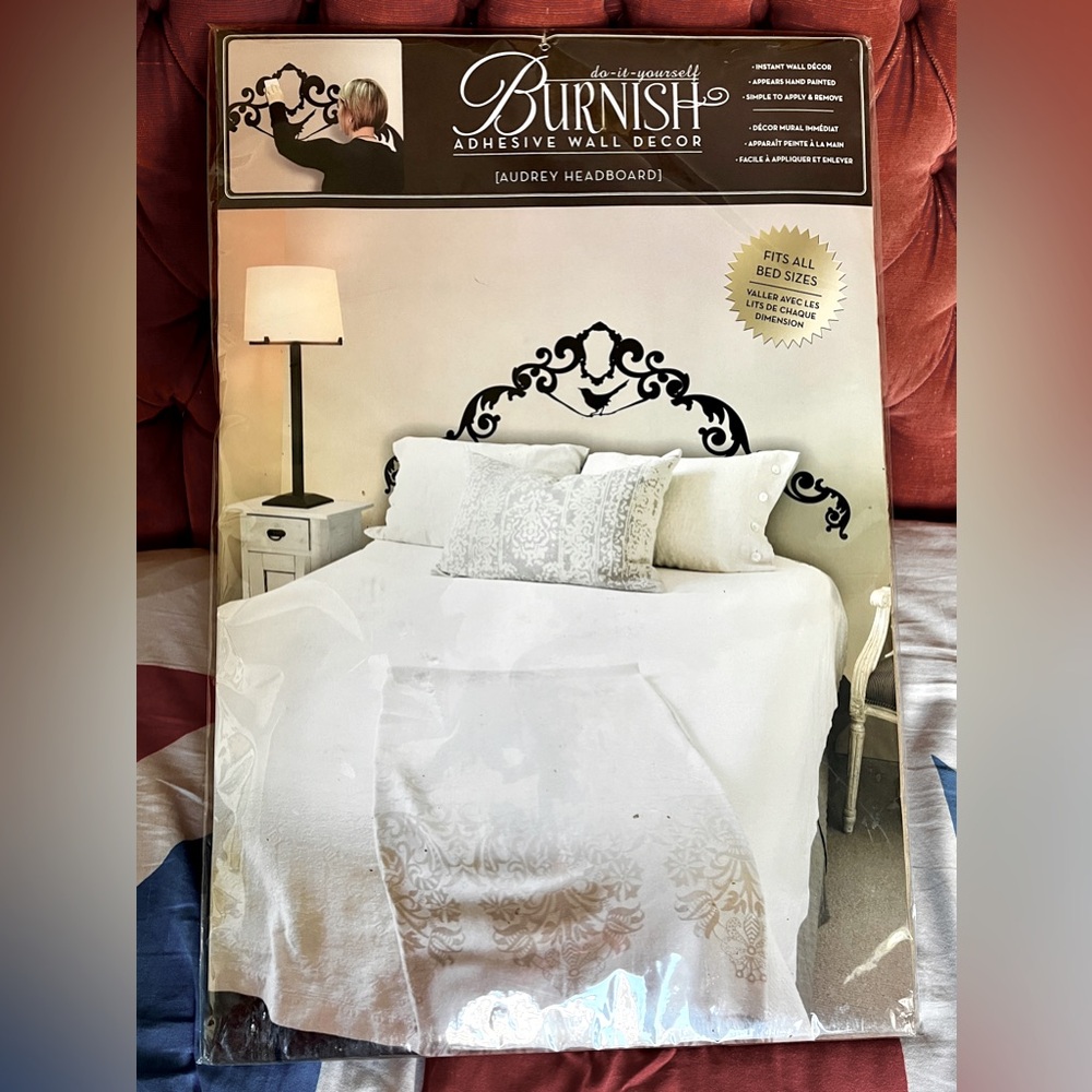Headboard Wall Decal - DIY Burnish Adhesive - Wall Decor - Hand Painted Look